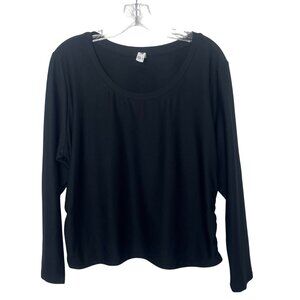 All In Motion Ribbed Long Sleeve Top Womens XXL Black New Quick Dry